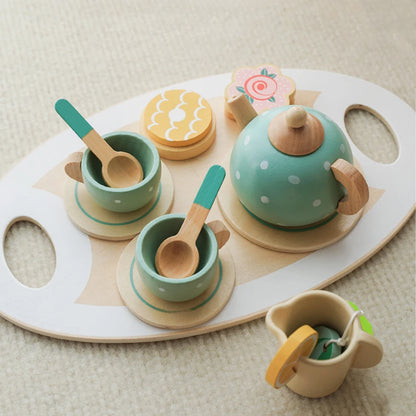 Wooden Toys Toddler Tea Set Play Kitchen Accessories for Kids