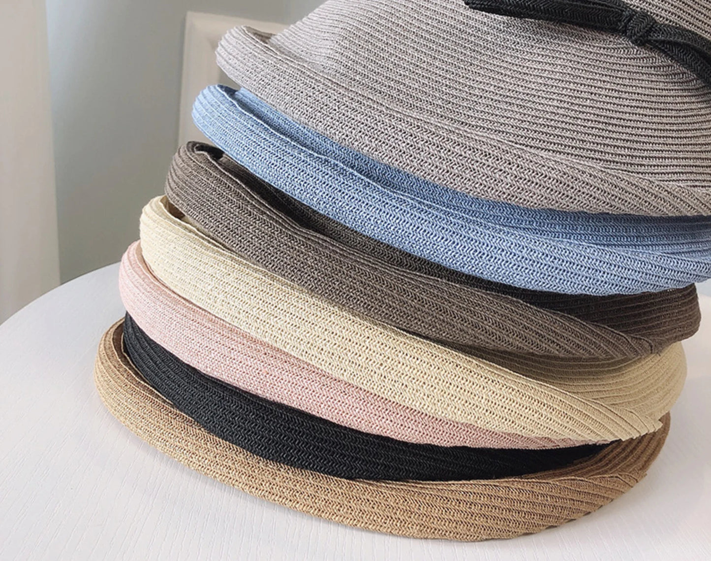 Hepburn Type Straw Hat, Retro Foldable Rolled Edge Straw Hat