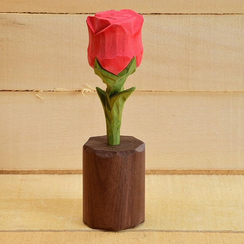 Ornament de trandafir sculptat manual din lemn Decor pentru casa Cadou personalizat 