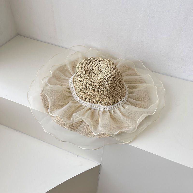 Lace Large Brim Straw Hat Female Summer Seaside Vacation Beach Cap