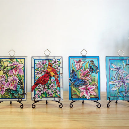 Red Cardinal Stained Glass Window Hanging, Cardinal Memorial Gifts