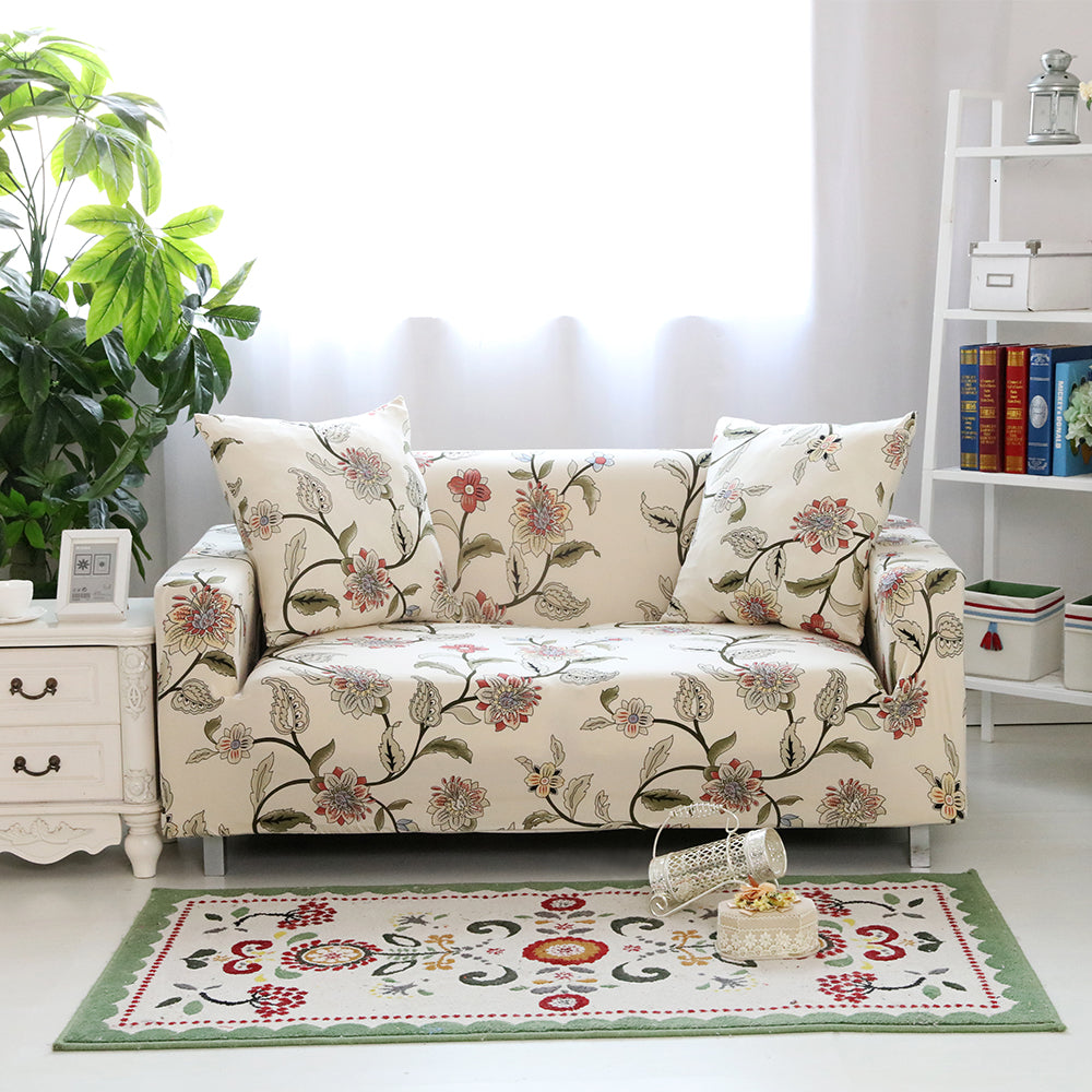 Printed Couch Covers Sofa Slipcovers, Elastic Universal Furniture Protector with 2 Pillowcases