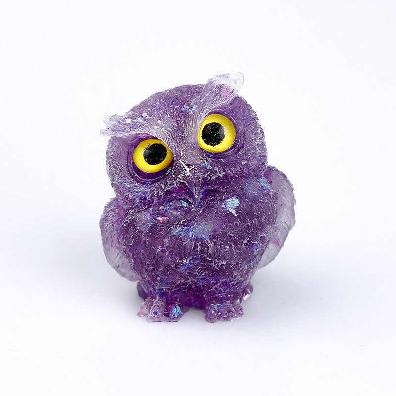 Hand-carved Natural Crystal Owl Statue Reiki Healing Decoration Best Gift
