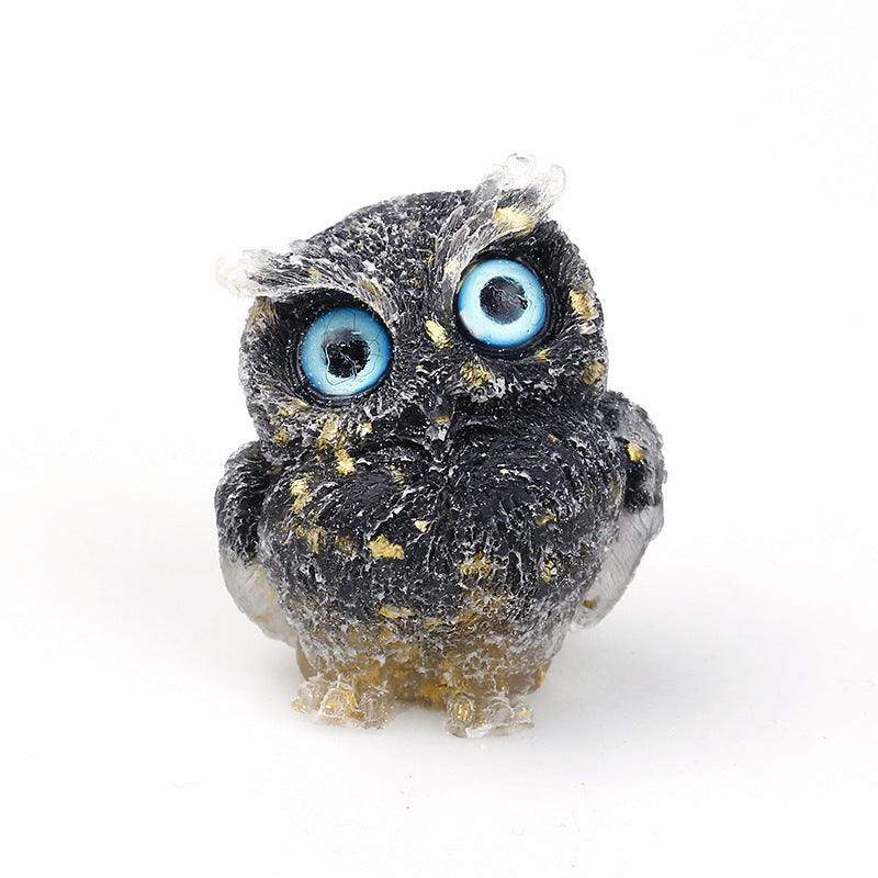 Hand-carved Natural Crystal Owl Statue Reiki Healing Decoration Best Gift