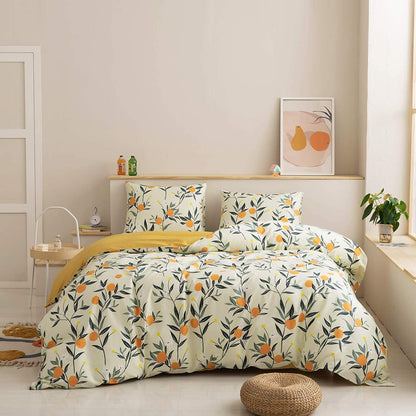 Cotton Duvet Cover,Floral Comforter Cover Set, Soft&Breathable, Natural Flower Collections