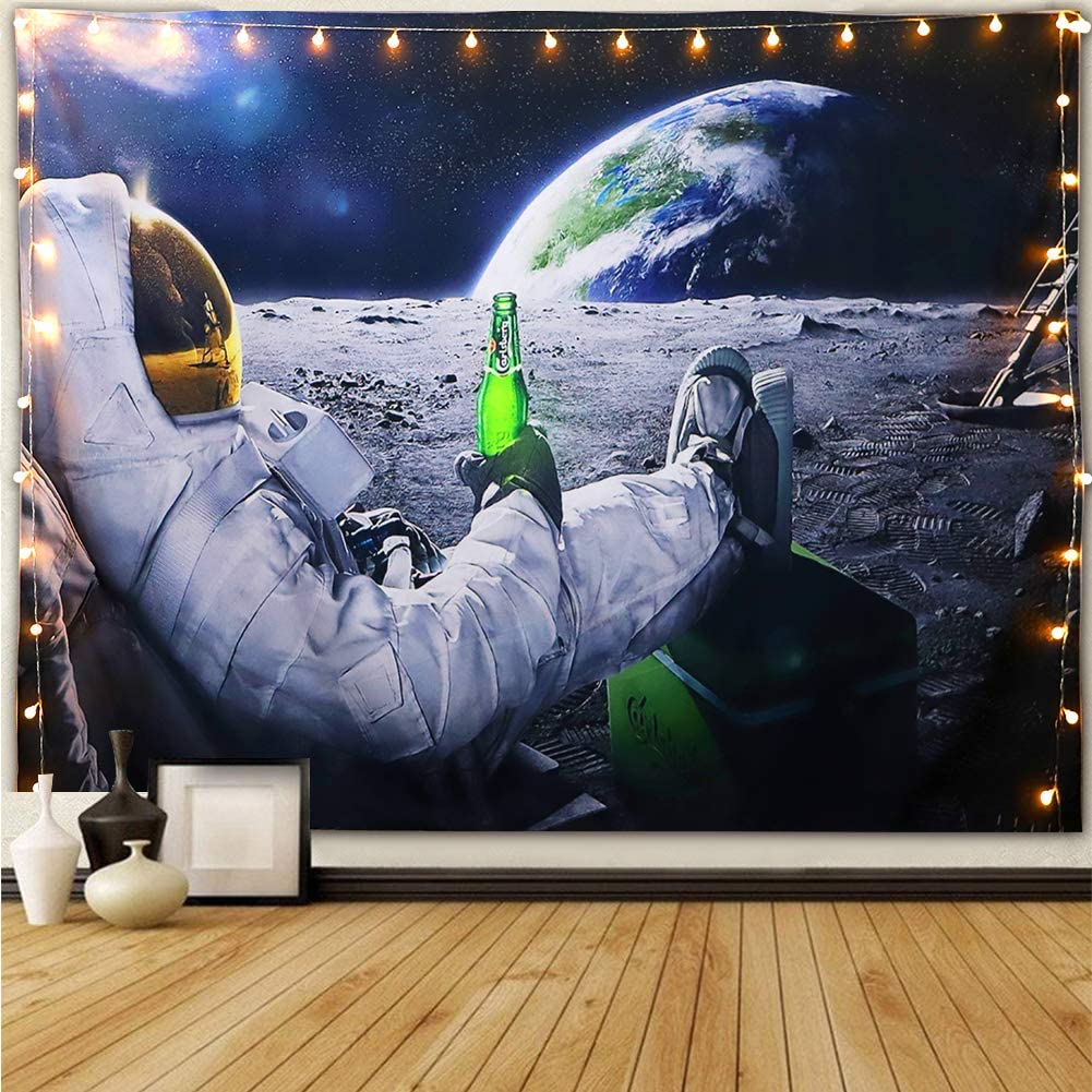 Astronaut Tapestry Universe Outer Space Planet Tapestry Funny Tapestry Boho Hippie Tapestry（78x59Inch）
