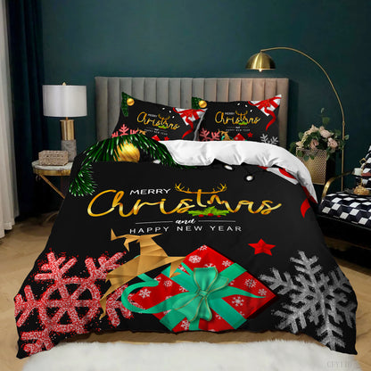 Christmas Elements Style Duvet Cover Pillowcase Set