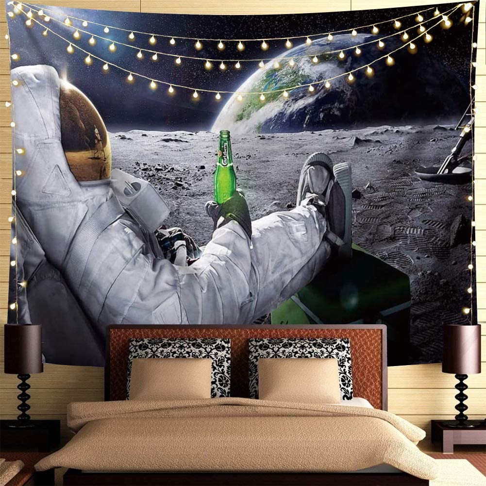 Astronaut Tapestry Universe Outer Space Planet Tapestry Funny Tapestry Boho Hippie Tapestry（78x59Inch）