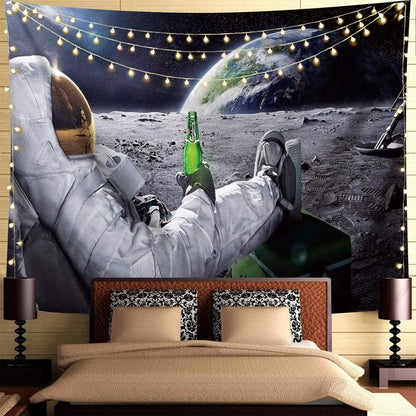 Astronaut Tapestry Universe Outer Space Planet Tapestry Funny Tapestry Boho Hippie Tapestry（78x59Inch）