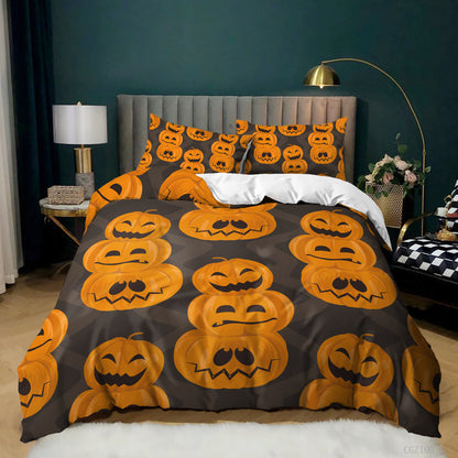 Halloween Spider Bat Print Kit Quilt Cover, 3 Piece Bedding Set