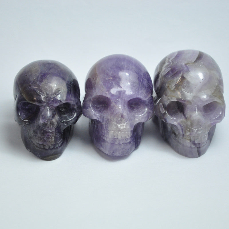 Hand Carved Amethyst Skull for Home Decoration