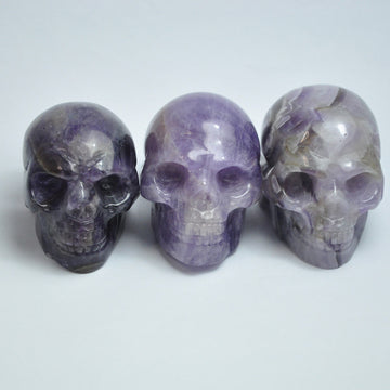 Craniu de ametist sculptat manual pentru decorarea casei