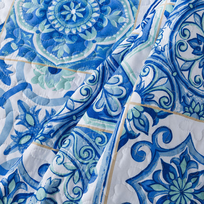 Advanced Quilt-Cotton Bedspread 3pc Quilt Sets-Reversible Patchwork Coverlet Set