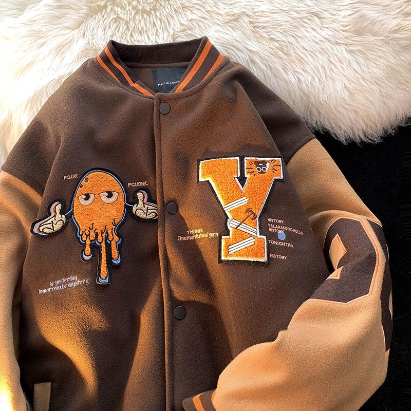 Varsity Jacket Vintage Graphic Baseball Jacket Unisex Coats Streetwear