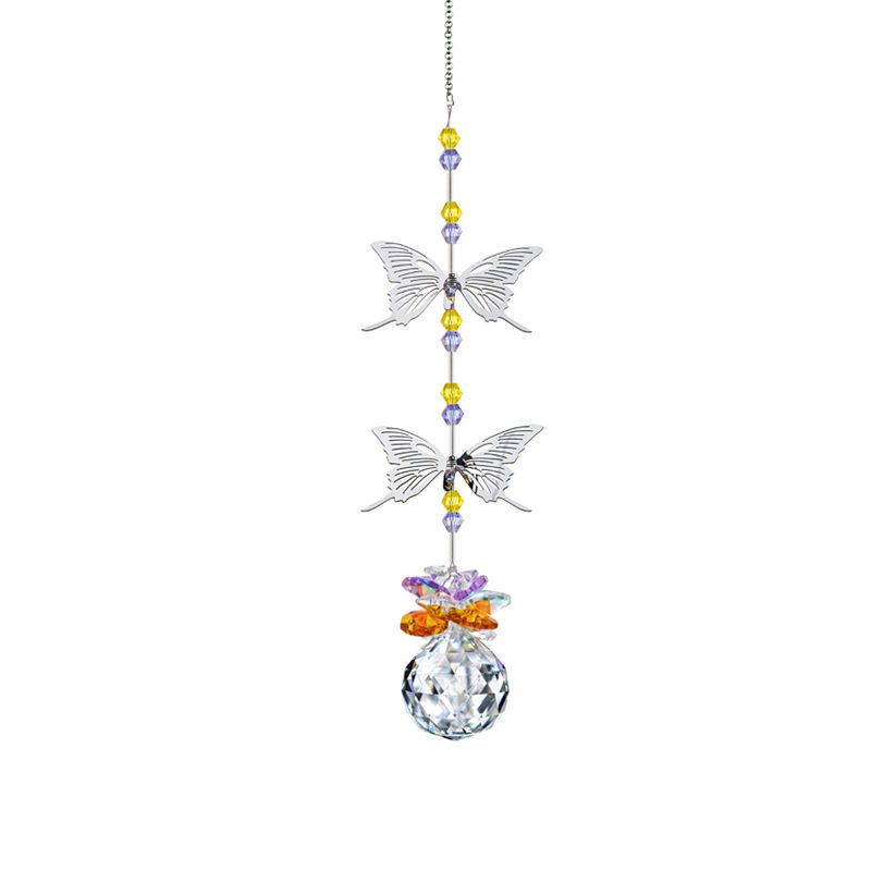 Butterfly Crystal Ball Prism Rainbow Maker Hanging Suncatcher Home Decoration