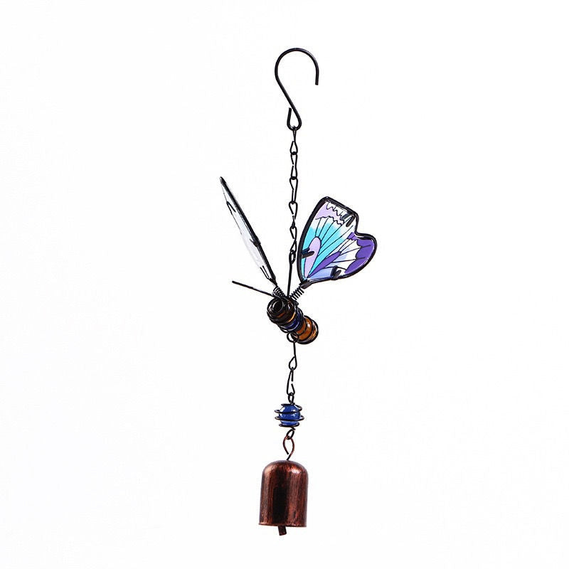 Stained Glass Butterfly Wind Chimes Metal Bells Charm