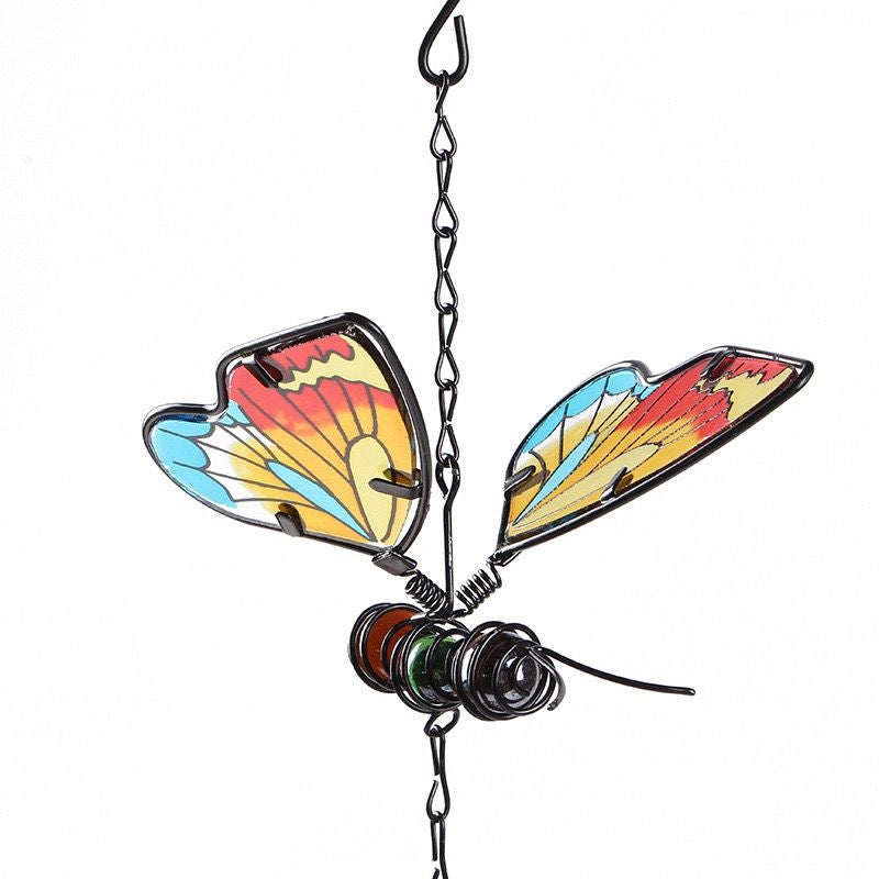 Stained Glass Butterfly Wind Chimes Metal Bells Charm