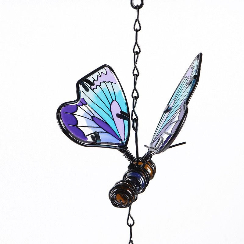 Stained Glass Butterfly Wind Chimes Metal Bells Charm