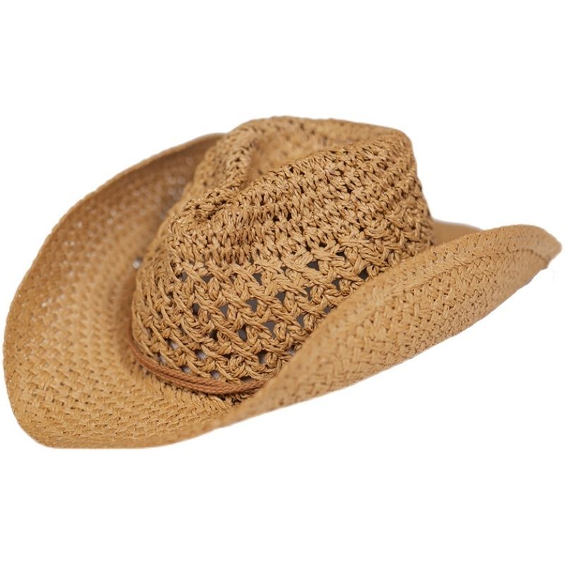 Vintage Western Cowboy Resort Style Woven Visor Women's Straw Hat
