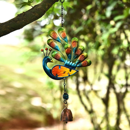 Creative Painted Peacock Iron Wind Chimes Hanging Decoration