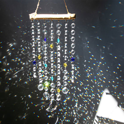 Crystal Moon Star Prism Suncatcher Rainbow Maker Pendant Hanging Decoration