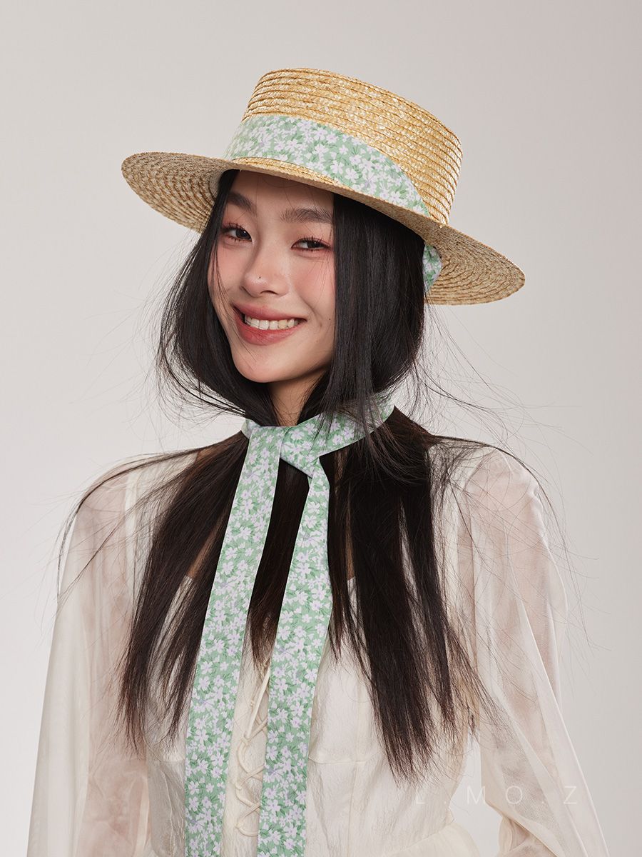 Handwoven Straw Flat Top Women's Seaside Holiday Beach Hat