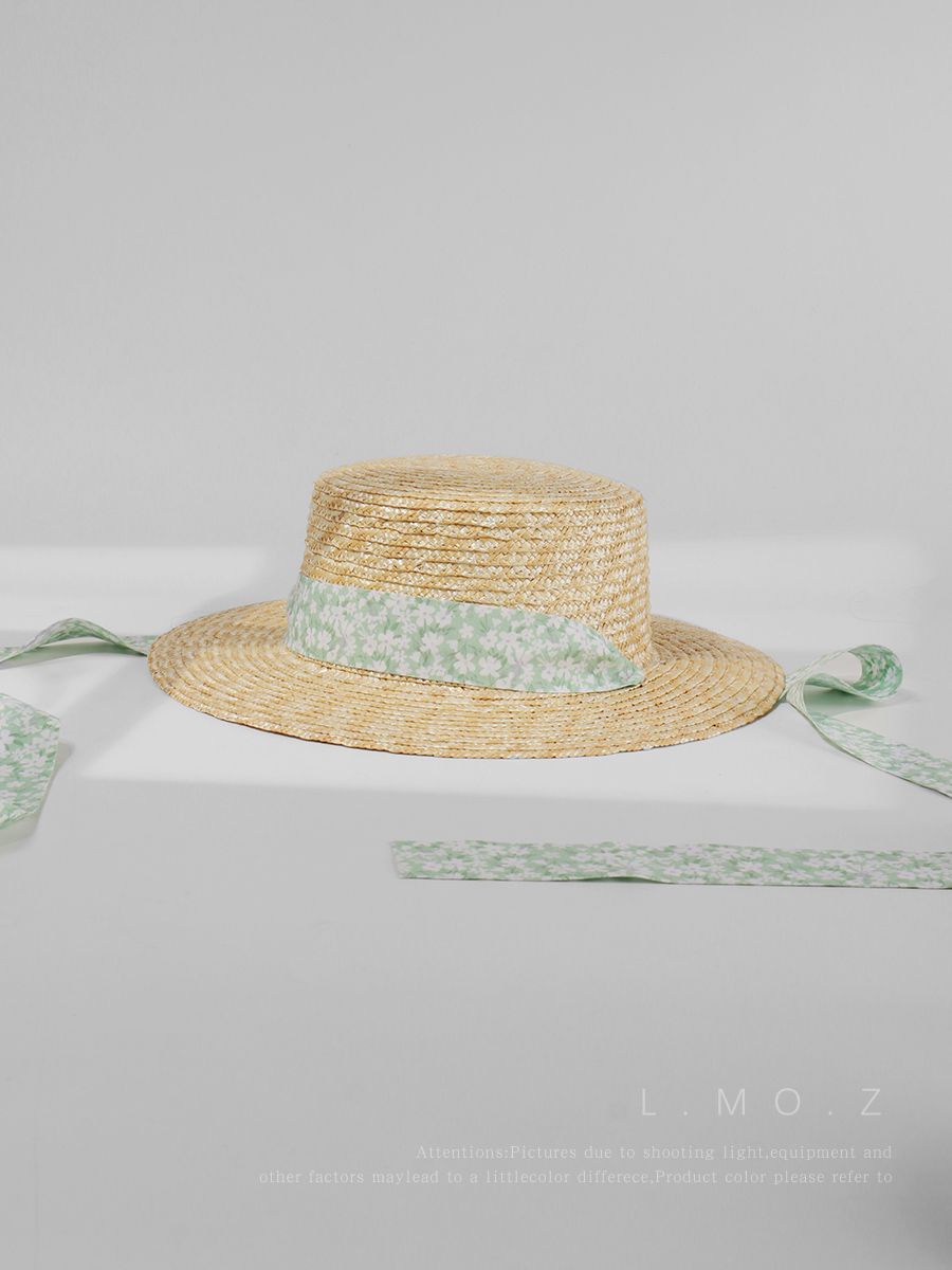 Handwoven Straw Flat Top Women's Seaside Holiday Beach Hat