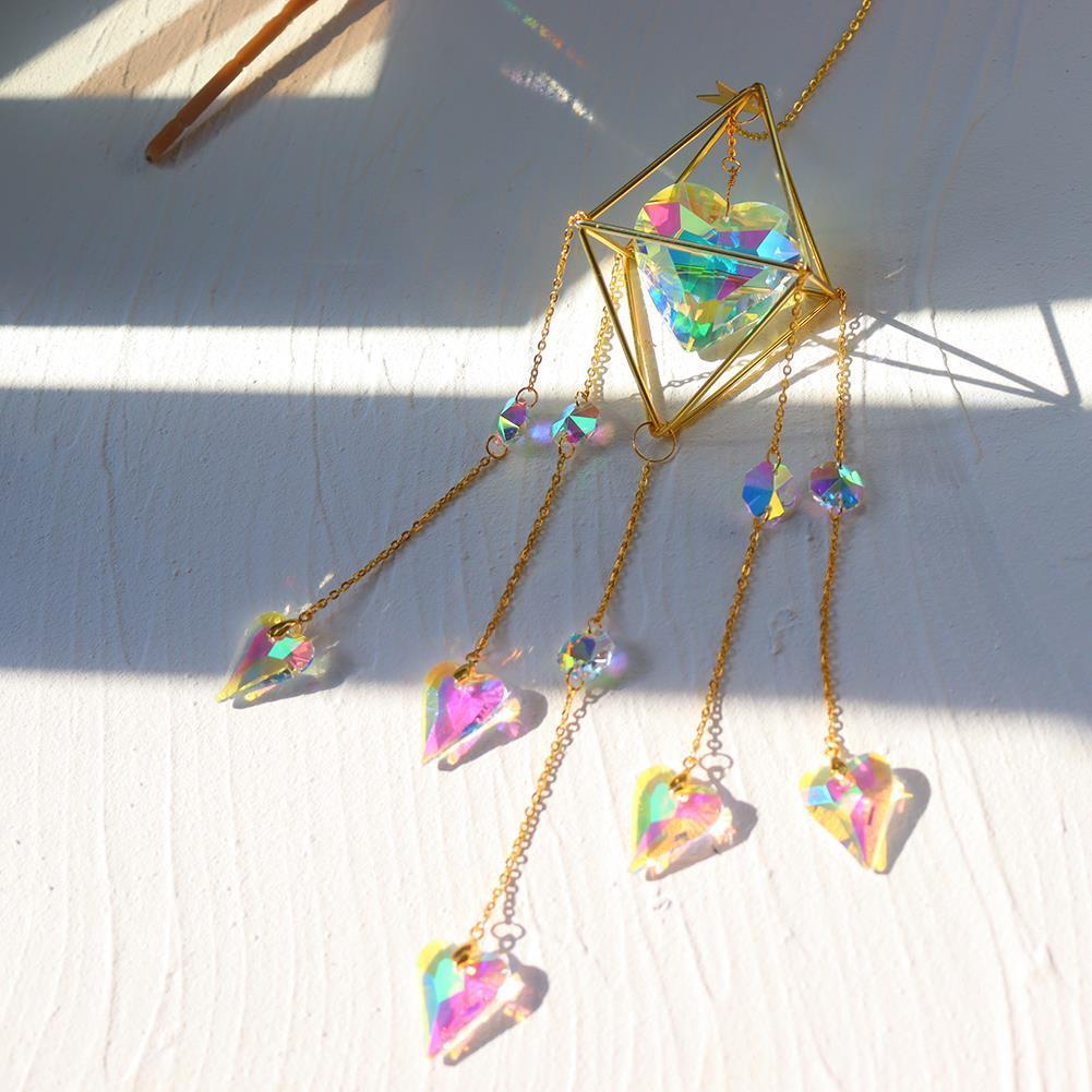 Suncatcher Heart Crystal Pendant Ornament Hanging Wind Chimes