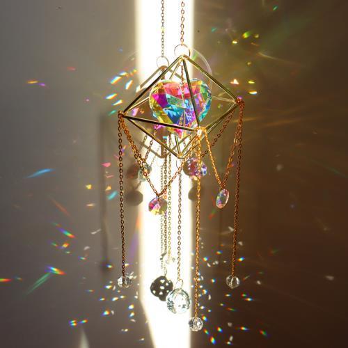 Suncatcher Heart Crystal Pendant Ornament Hanging Wind Chimes
