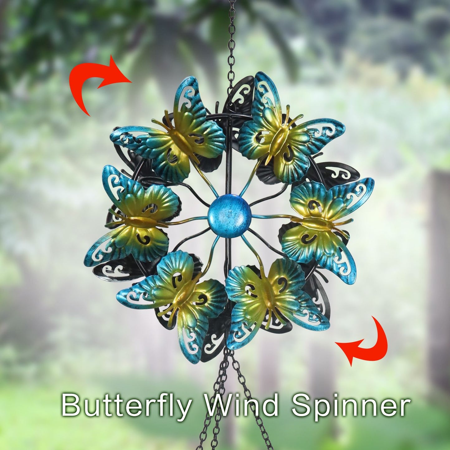 Solar Light Butterfly Wind Chime Garden Decoration Pendant