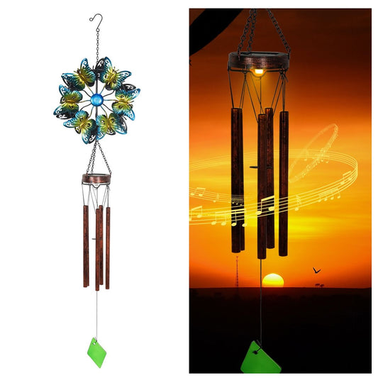 Solar Light Butterfly Wind Chime Garden Decoration Pendant