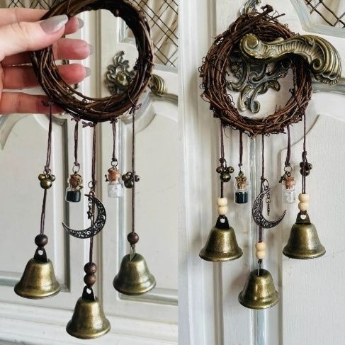 Witch Blessing Crystal Rattan Wind Chime Home Decor Protection Door Knob Pendant
