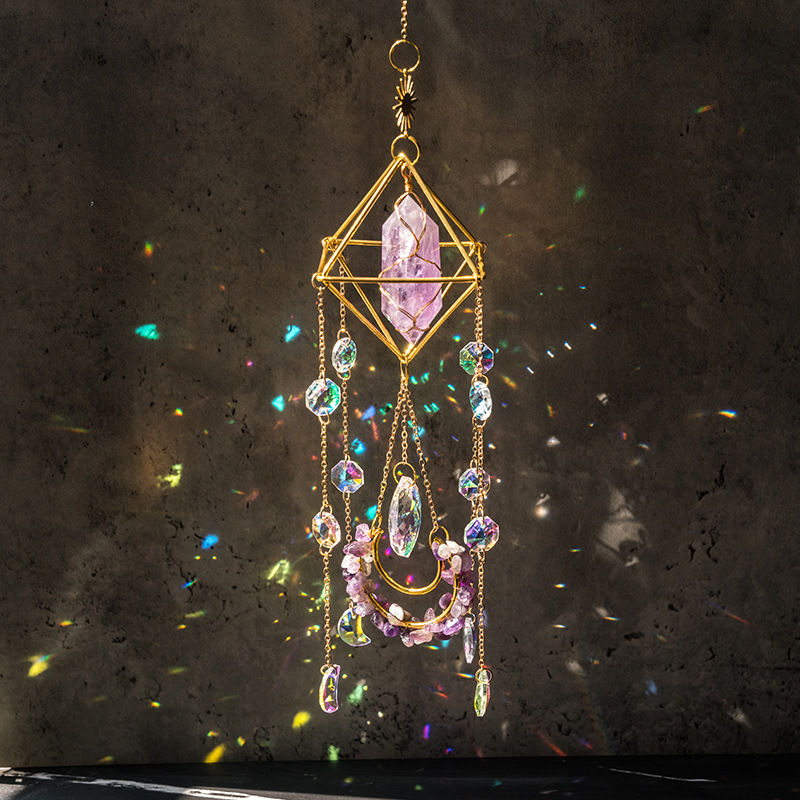 Ornament Suncatcher de vis cu clopoțel de vânt din cristal de lumină și umbră