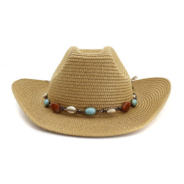 Pălărie de paie Western Cowboy Pălărie de soare pentru plajă, în aer liber, pe malul mării