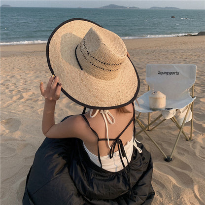 Raffia Braided Straw Hat Women Summer Sunshade Beach Vacation Hat