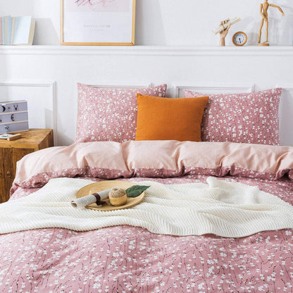 Cotton Duvet Cover Queen Size Floral Comforter Cover, Soft and Breathable Wildflower Bedding Set with Zipper Closure & Corner Ties