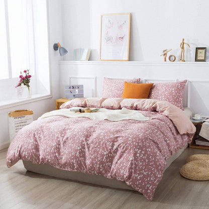 Cotton Duvet Cover Queen Size Floral Comforter Cover, Soft and Breathable Wildflower Bedding Set with Zipper Closure & Corner Ties