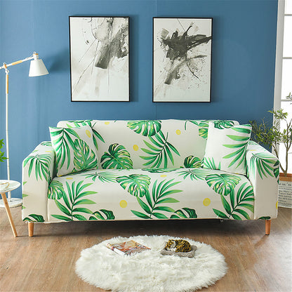 Printed Couch Covers Sofa Slipcovers, Elastic Universal Furniture Protector with 2 Pillowcases