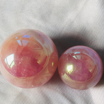 Electroplated Rose Quartz Crystal Ball Ornament