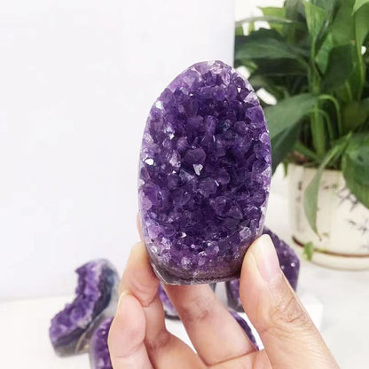Natural Amethyst Cluster Ornament for Healing Reiki Home Decoration