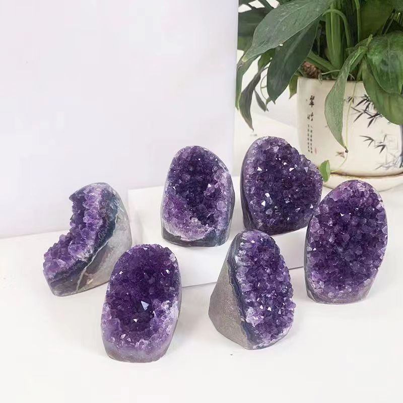 Natural Amethyst Cluster Ornament for Healing Reiki Home Decoration