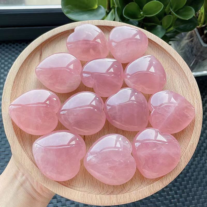 Cristal vindecator Cuarț trandafir natural Heart Love Sculpted Reiki Balance
