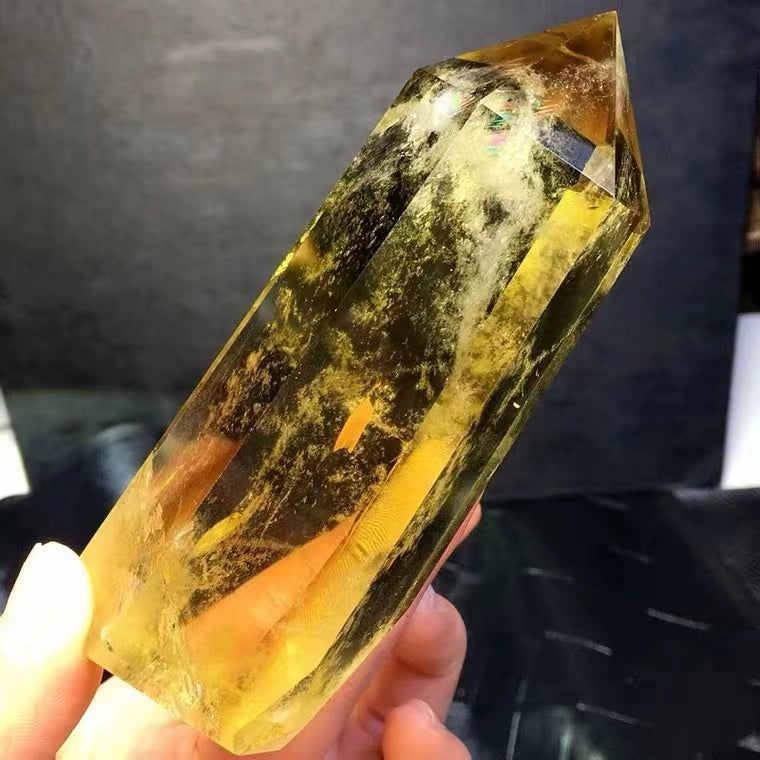 Cristal natural citrin prismă hexagonală cu un singur punct