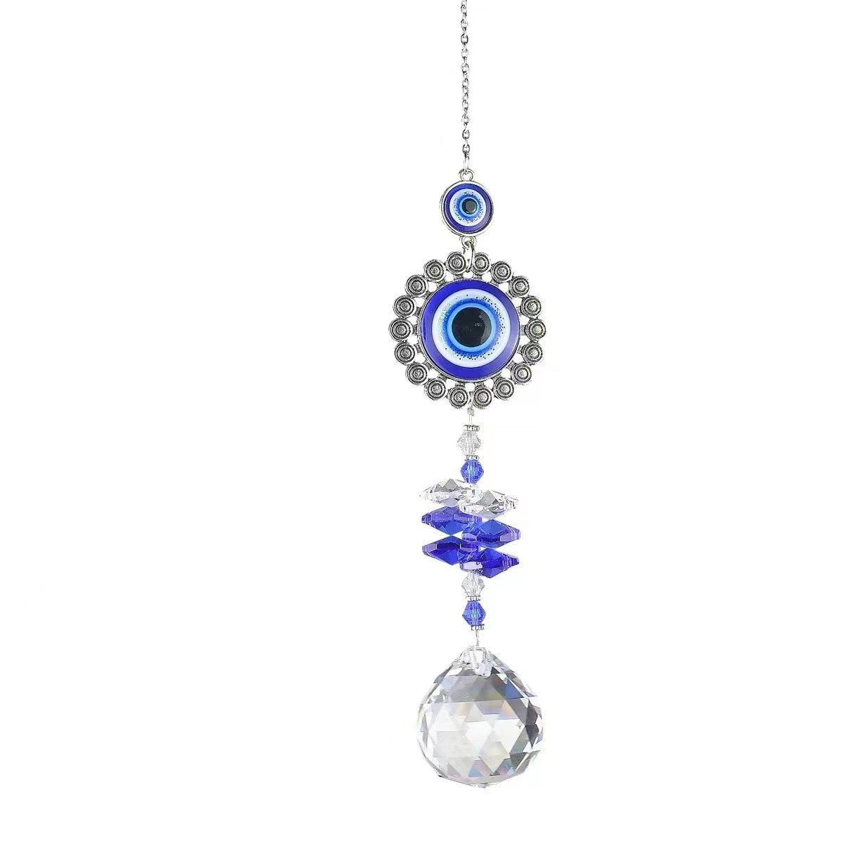 Blue Evil Eye Crystal Prism Rainbow Maker Pendant Suncatcher