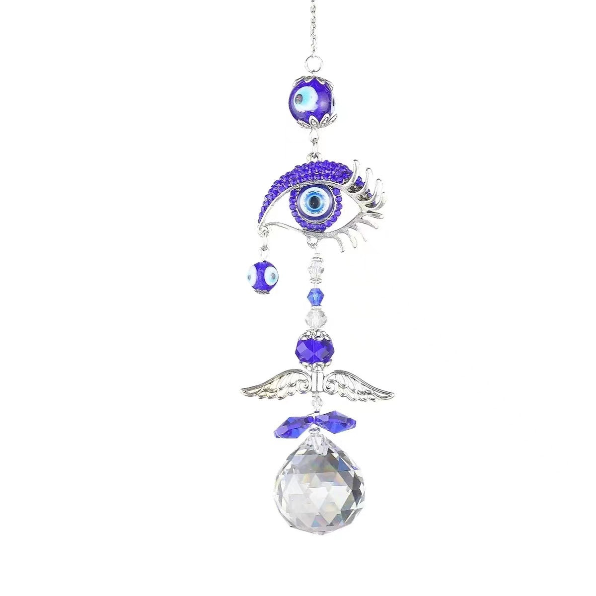 Blue Evil Eye Crystal Prism Rainbow Maker Pendant Suncatcher