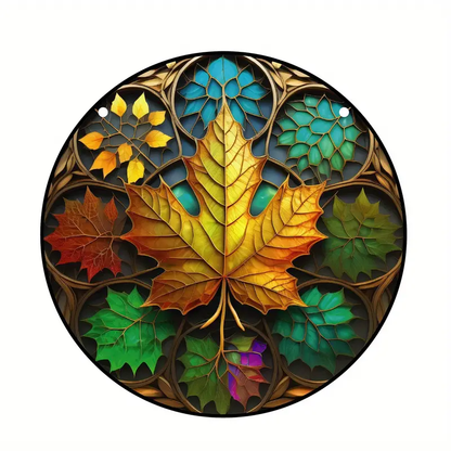 3D Maple Leaves Stained Suncatcher Window Hanging