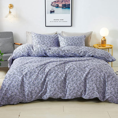 Cotton Duvet Cover,Floral Comforter Cover Set, Soft&Breathable, Natural Flower Collections