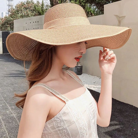 Summer Sassafras Solid Color Straw Hat Sunscreen Sunshade Sand Beach Hat
