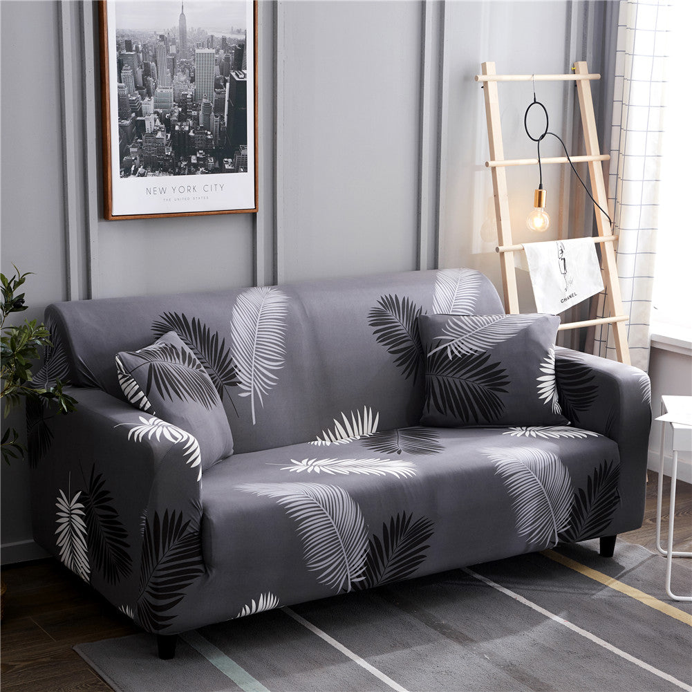 Printed Couch Covers Sofa Slipcovers, Elastic Universal Furniture Protector with 2 Pillowcases