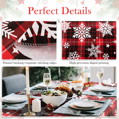 Christmas Vinyl Rectangle Plastic Tablecloth, Plaid Red